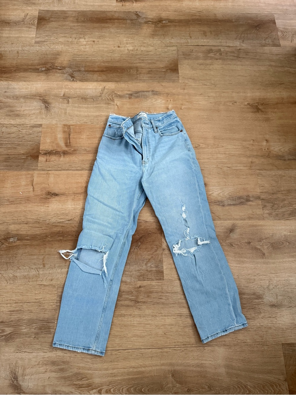 Abercrombie & Fitch Light Blue Straight Leg Ripped Jeans